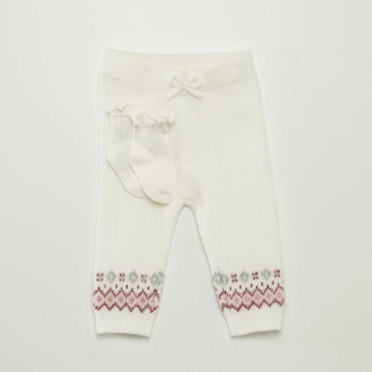 Jacquard leggings and socks WHITE