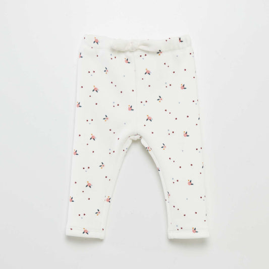 Sweatshirt fabric trousers with bow WHITE