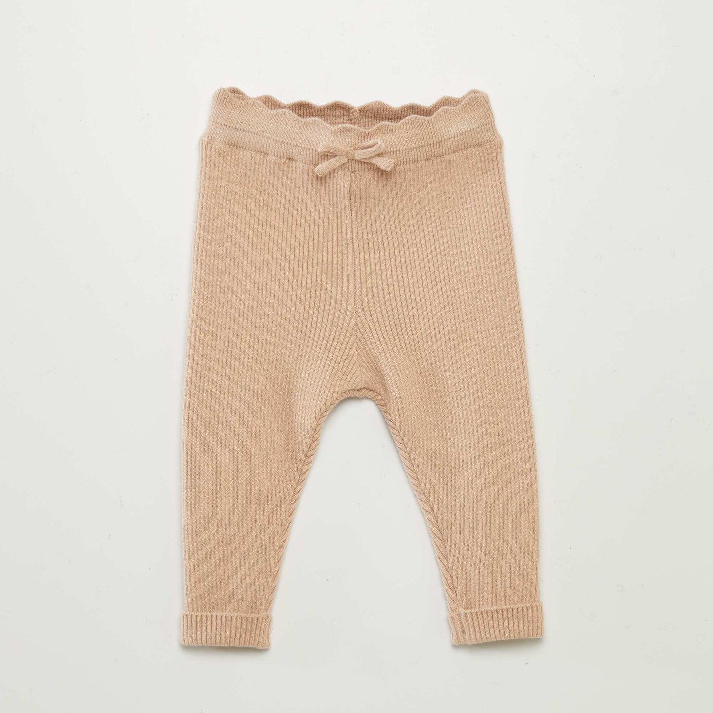 Ribbed leggings with bow BEIGE