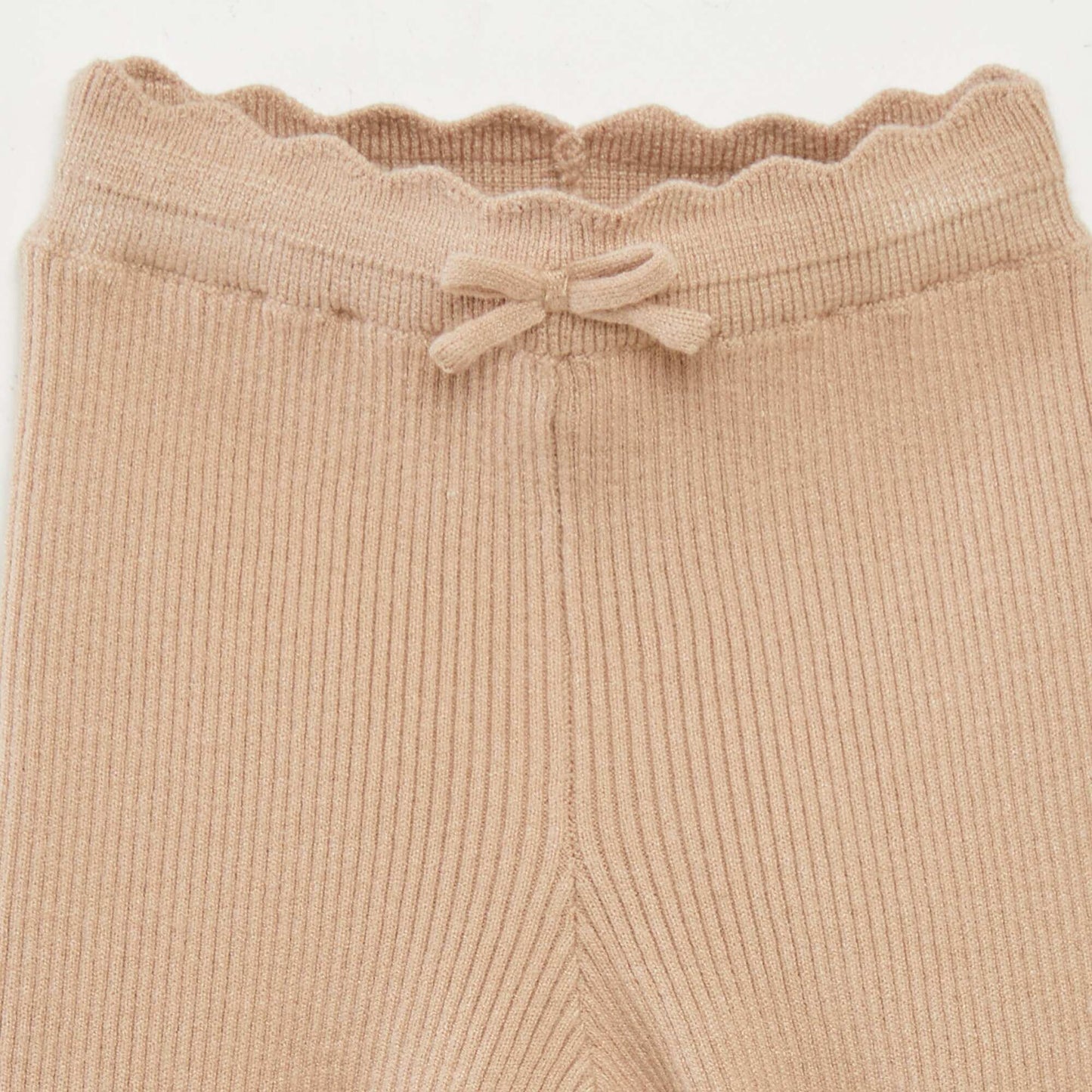 Ribbed leggings with bow BEIGE