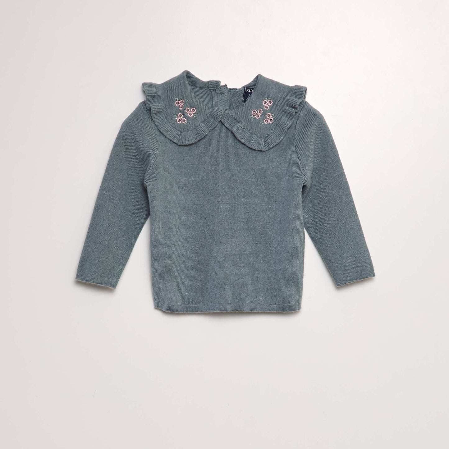 Sweater with embroidered Peter Pan collar BLUE