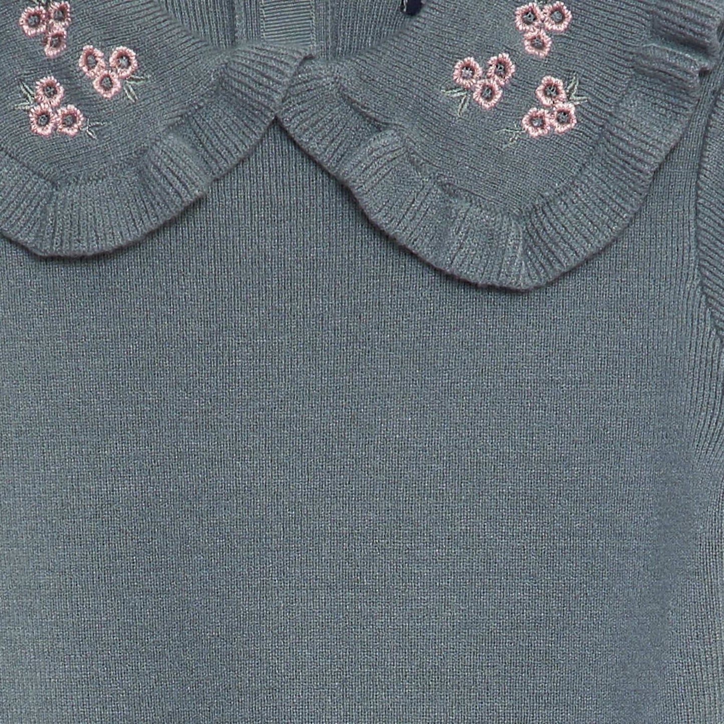 Sweater with embroidered Peter Pan collar BLUE