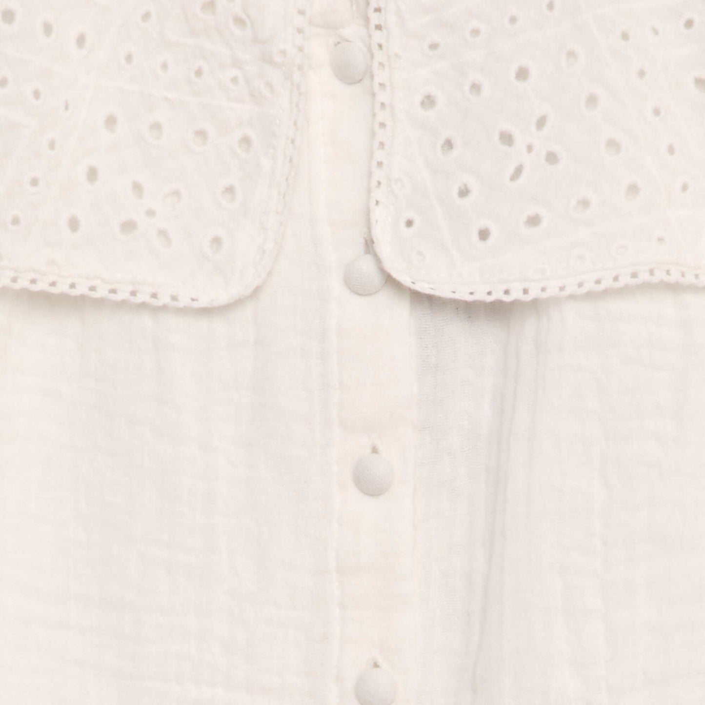 Cotton gauze blouse with embroidered collar WHITE