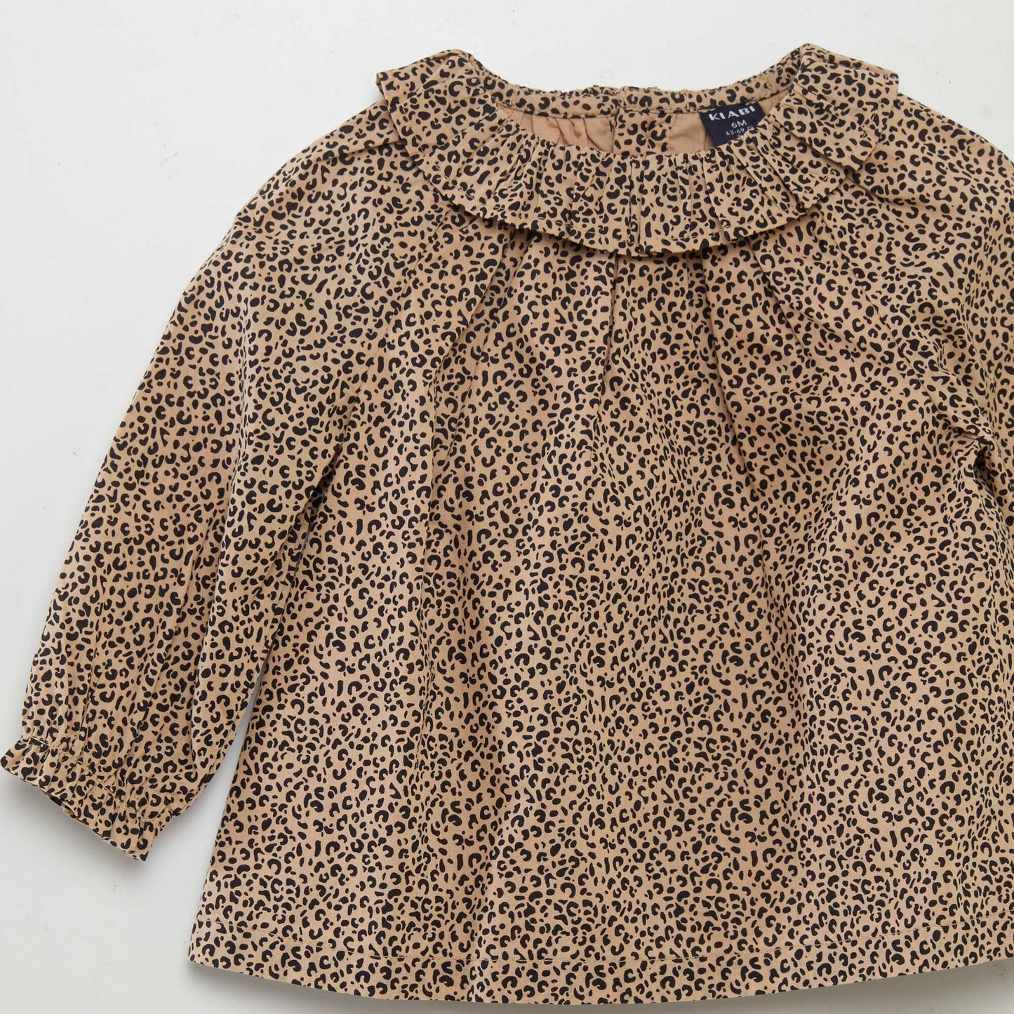 Leopard print cotton voile blouse BEIGE