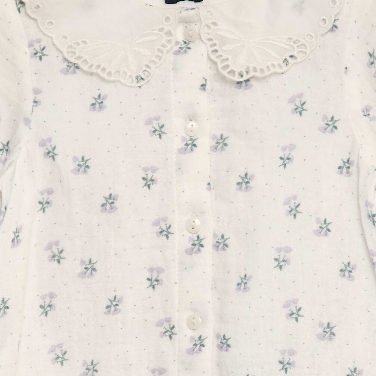 Broderie anglaise cotton gauze blouse WHITE