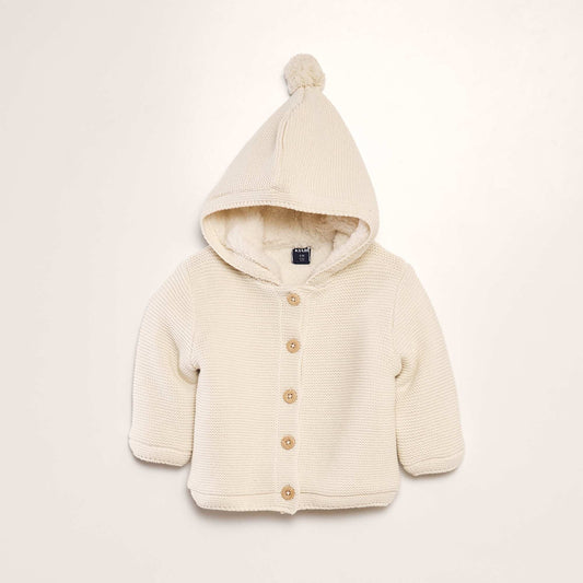 Sherpa-lined hoodie WHITE