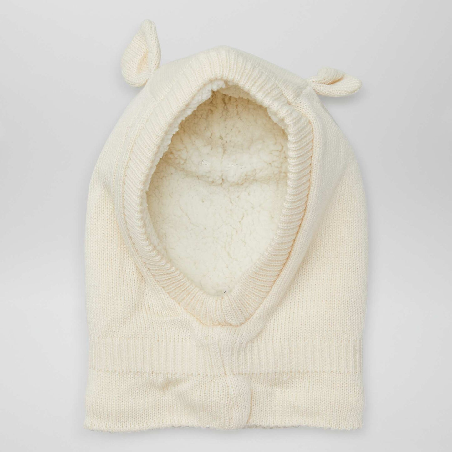 Balaclava with ears and sherpa lining WHITE