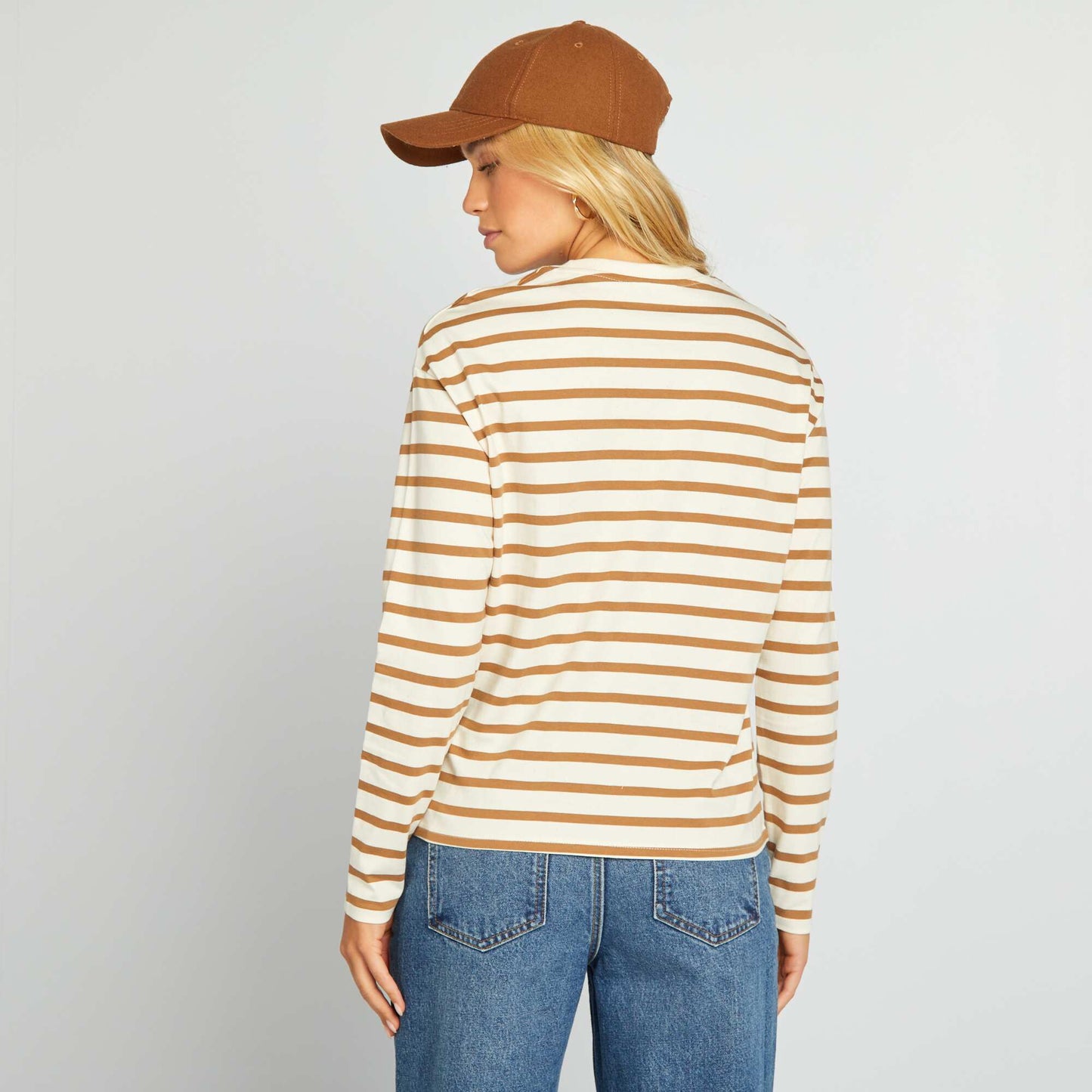 Oversized long-sleeved T-shirt BEIGE