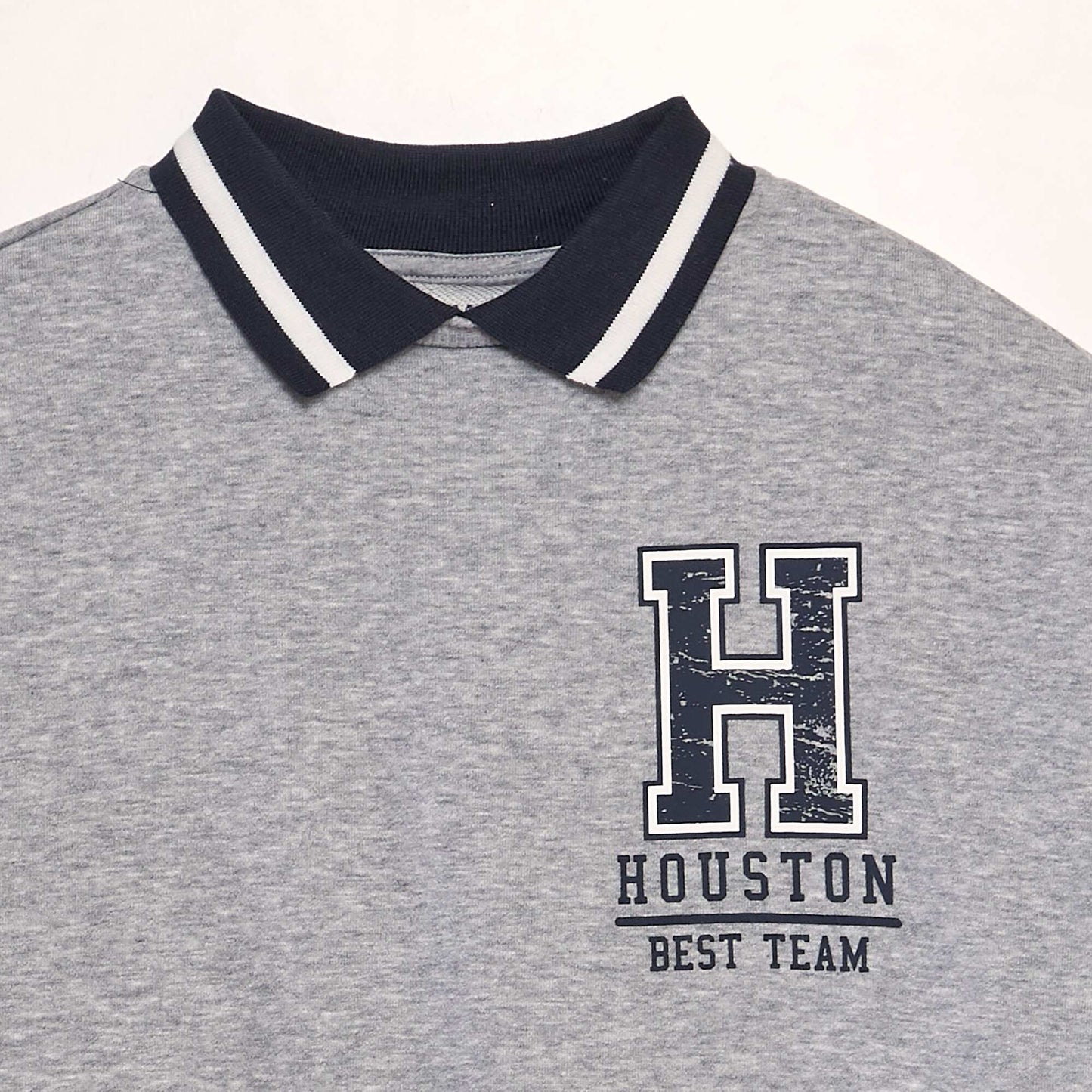 Campus style polo collar sweatshirt GREY