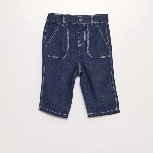 Denim pants with elastic waistband BLUE