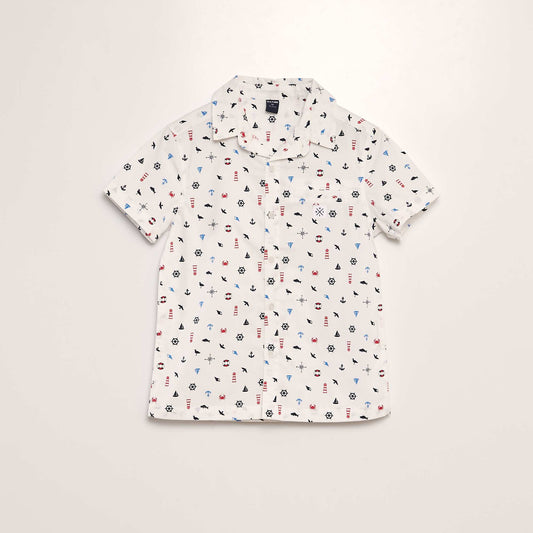 Poplin shirt with short sleeves WHITE