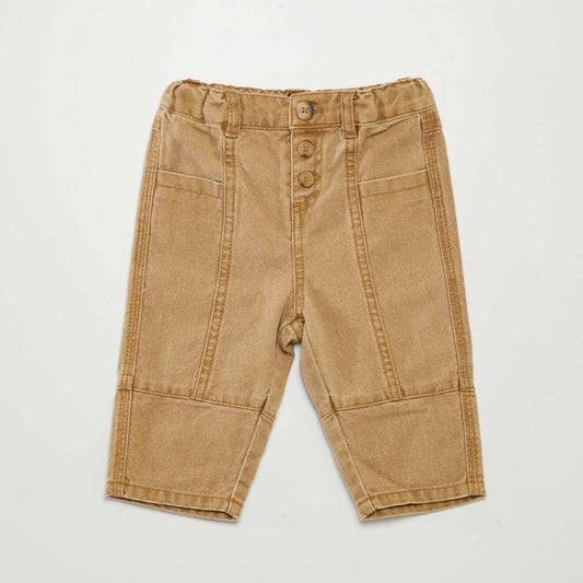 Trousers with visible stitching BEIGE