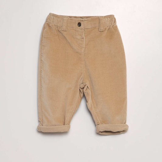 Corduroy paperbag trousers BEIGE