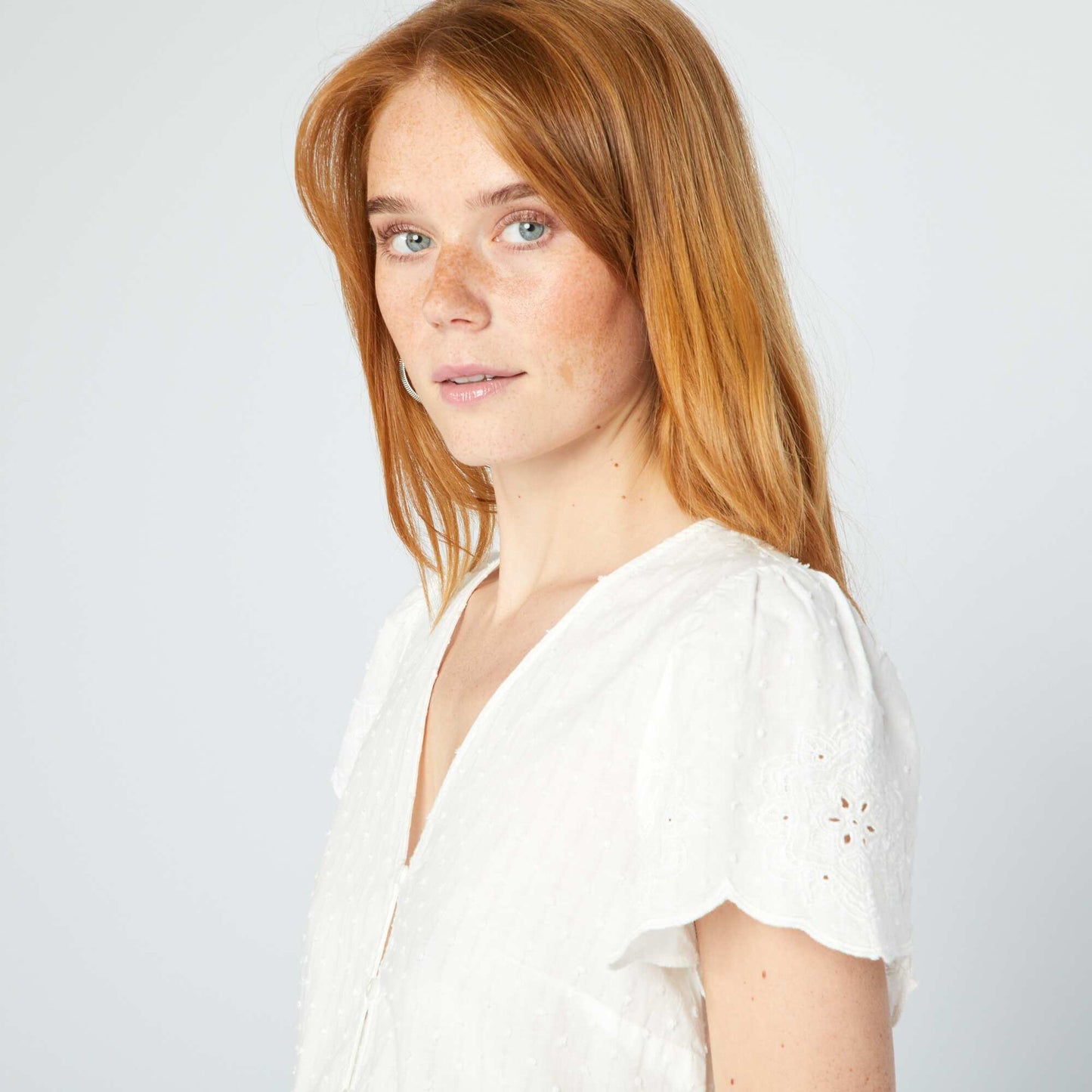 Cropped embroidered blouse WHITE