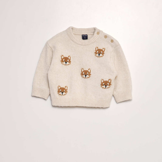 'Animals' knitted jumper BEIGE