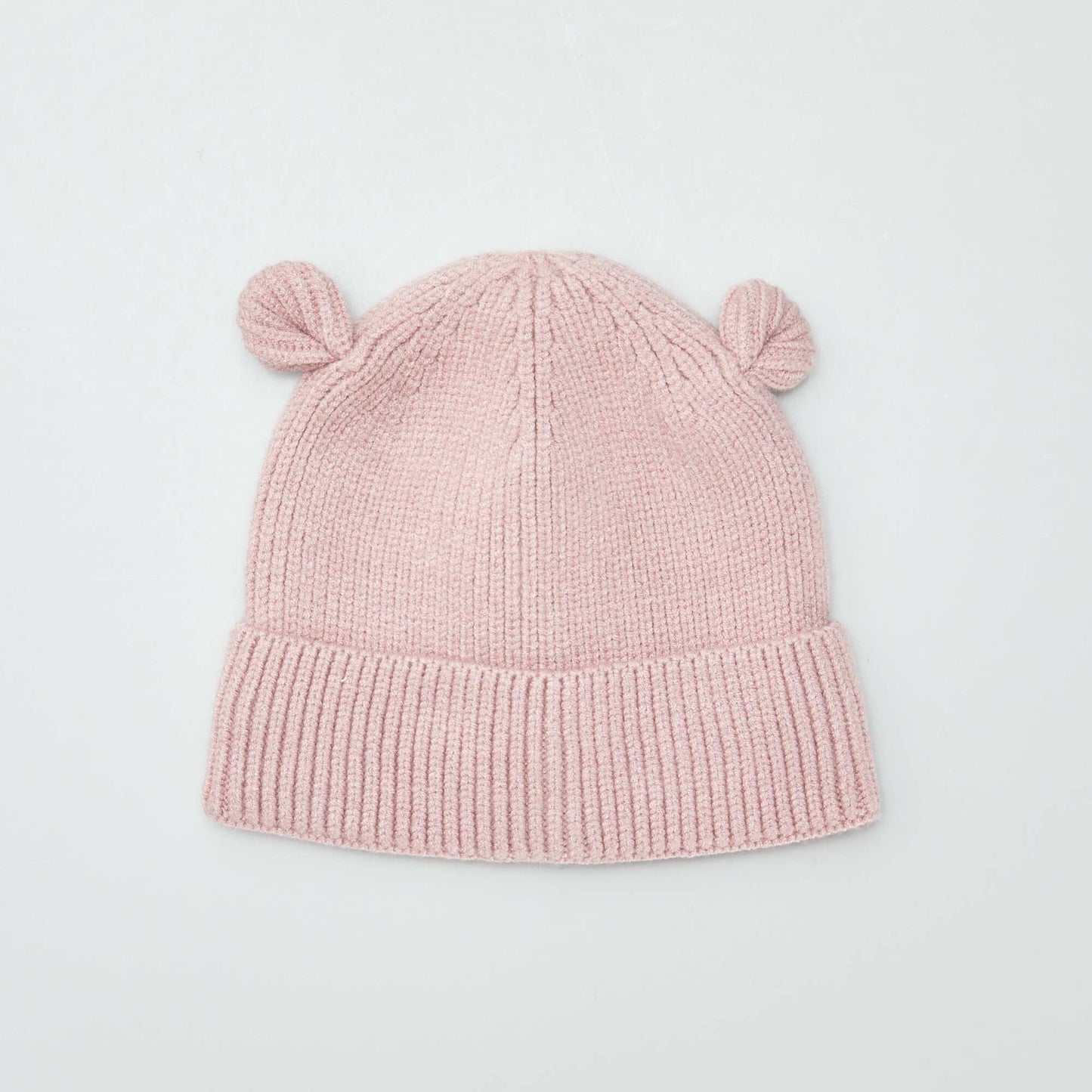 Ribbed beanie with ears PINK