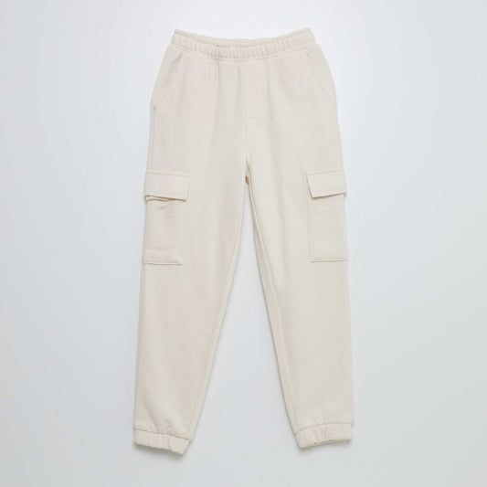 Sweatshirt fabric joggers with pockets BEIGE