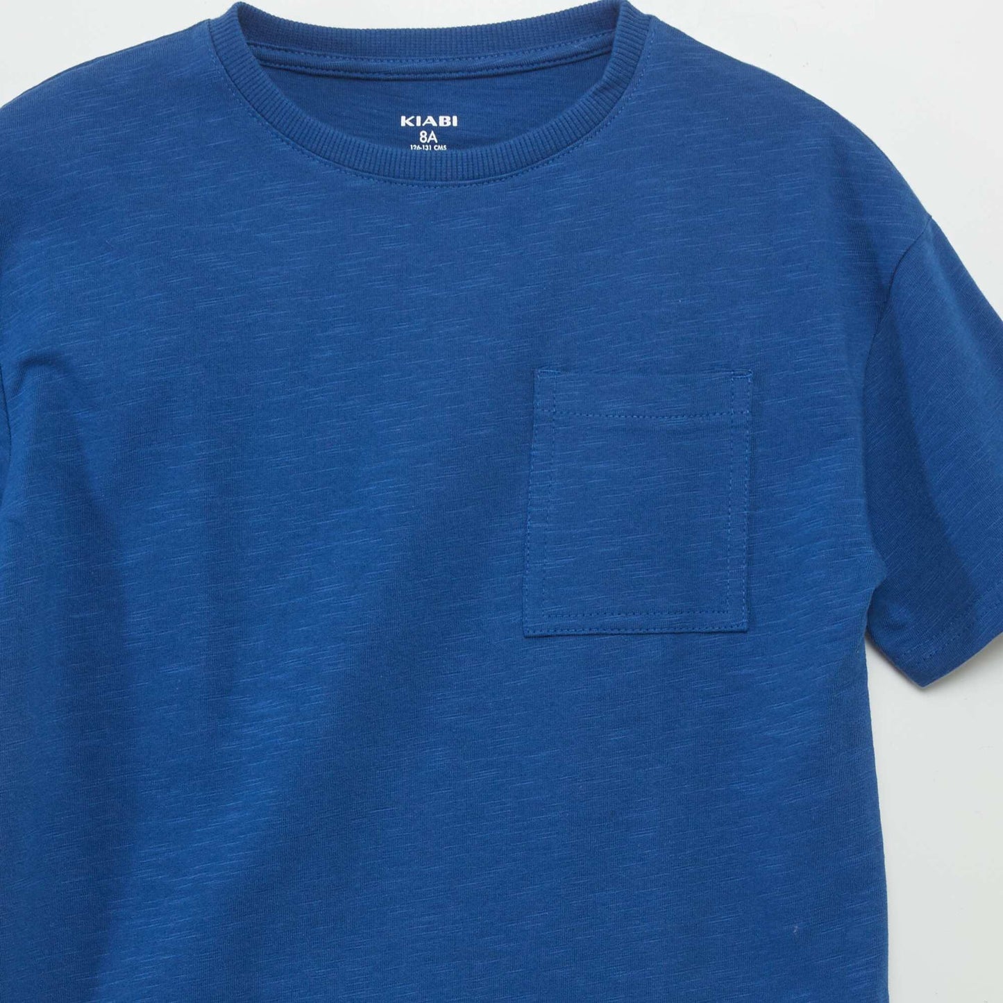 Plain stranded knit T-shirt BLUE