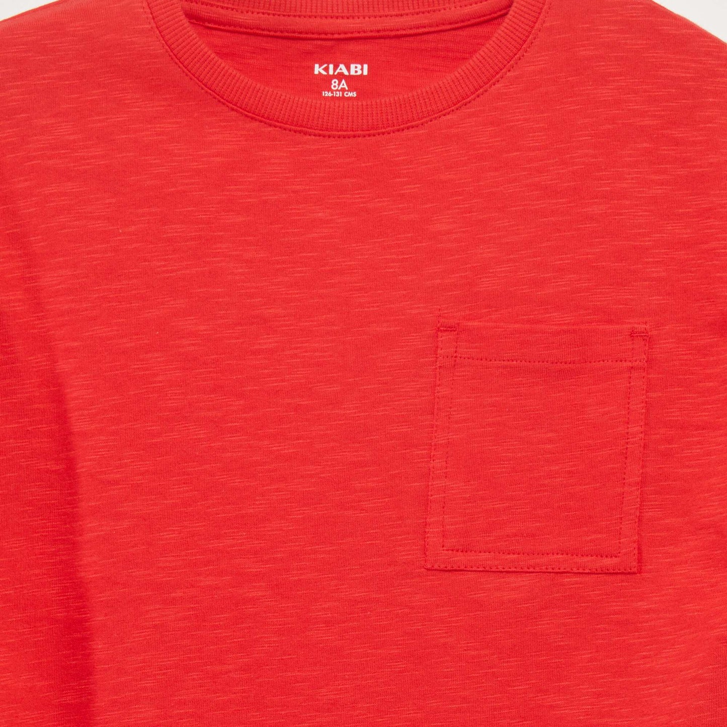 Plain stranded knit T-shirt red