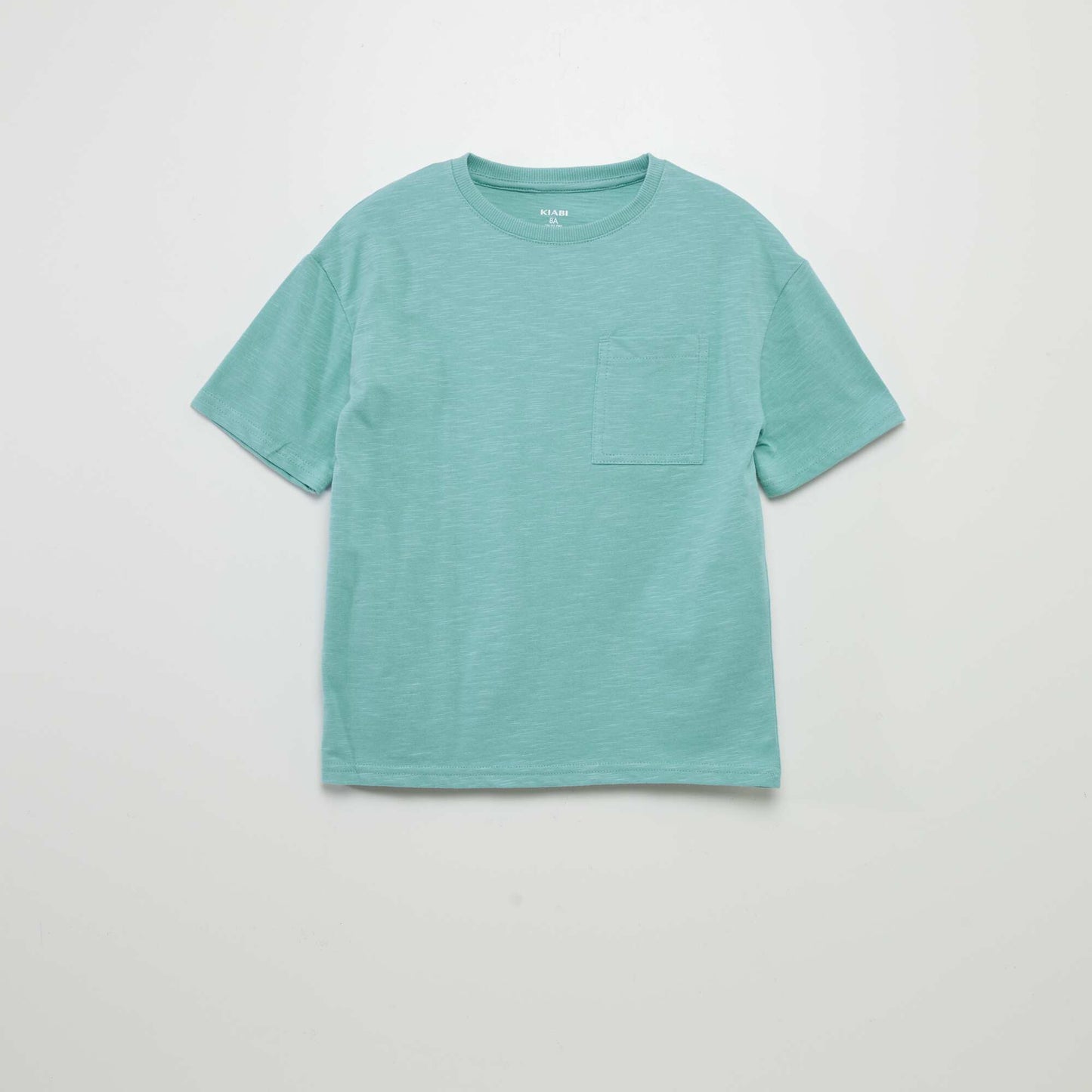 Plain stranded knit T-shirt BLUE