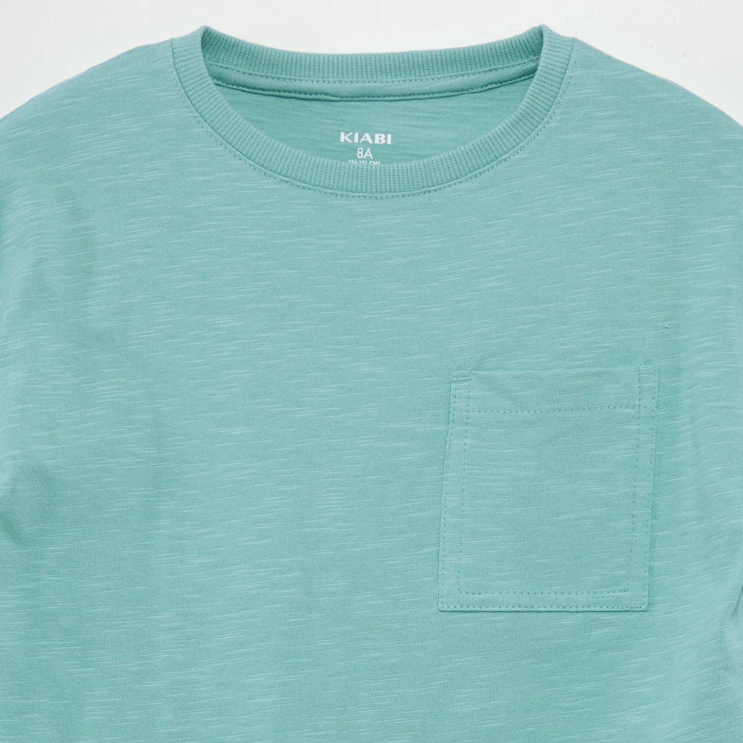 Plain stranded knit T-shirt BLUE