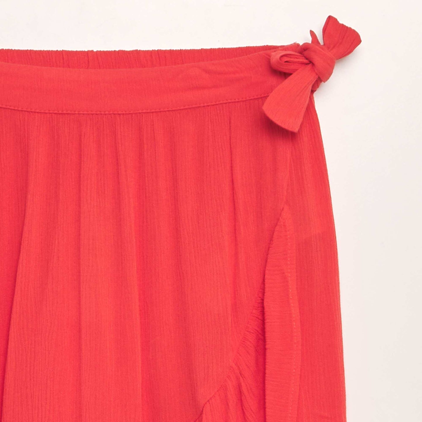 Short wrap-effect skirt red