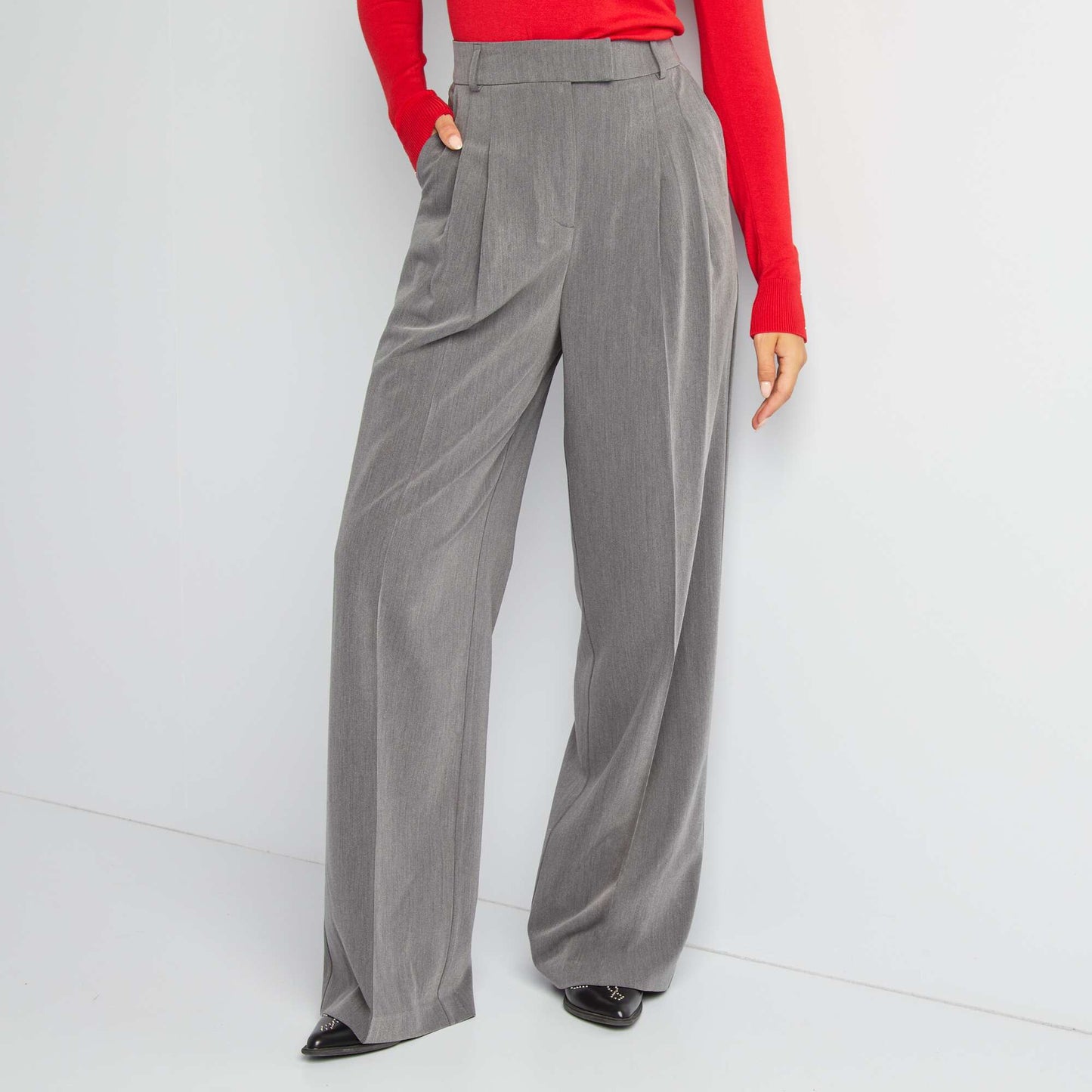 Wide-leg tailored trousers GREY