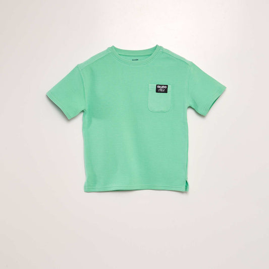 Loose-fit waffle-knit T-shirt GREEN