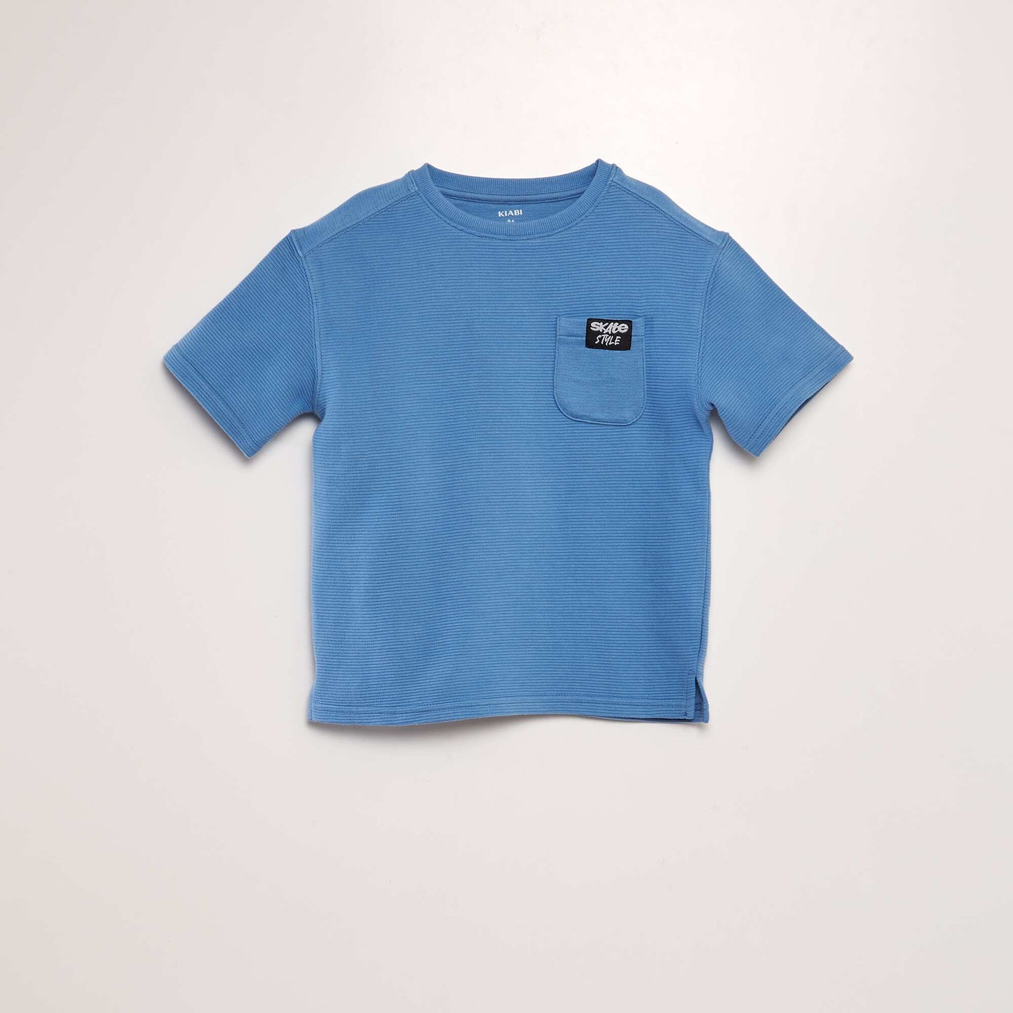 Loose-fit waffle-knit T-shirt blue