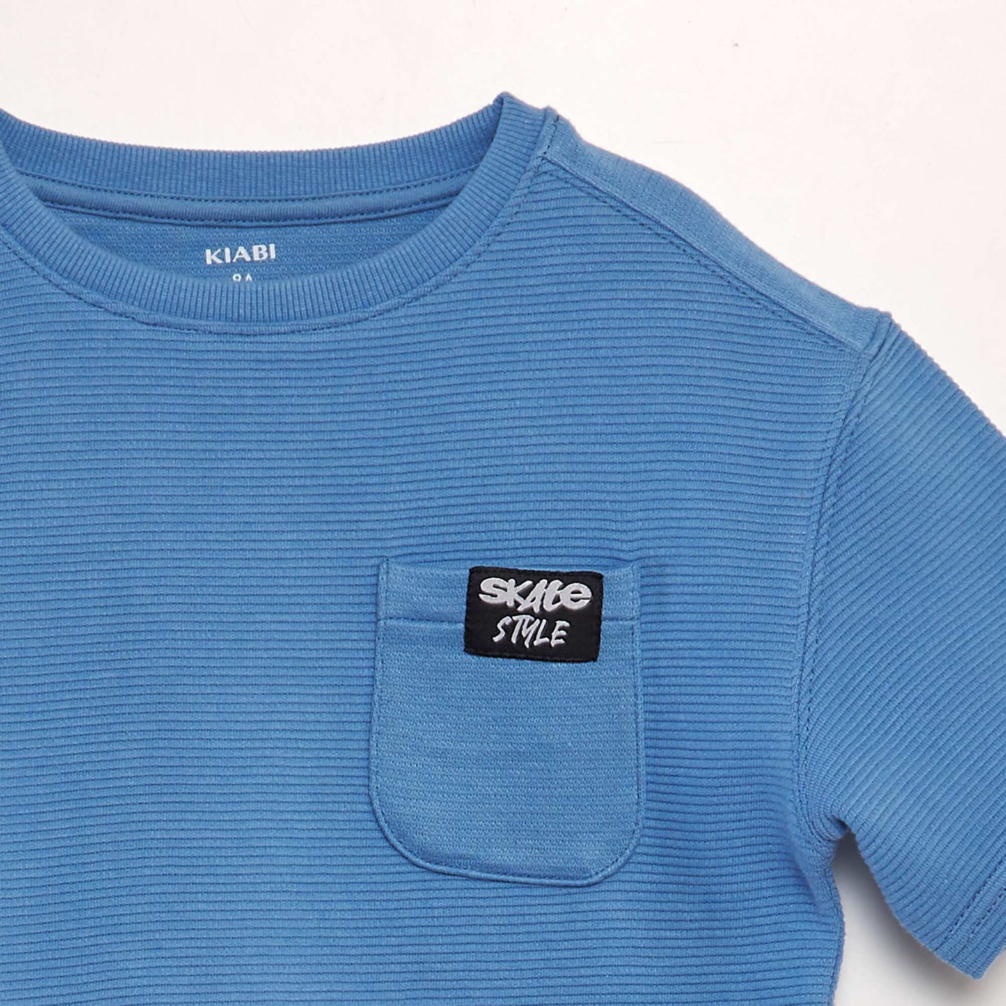 Loose-fit waffle-knit T-shirt blue