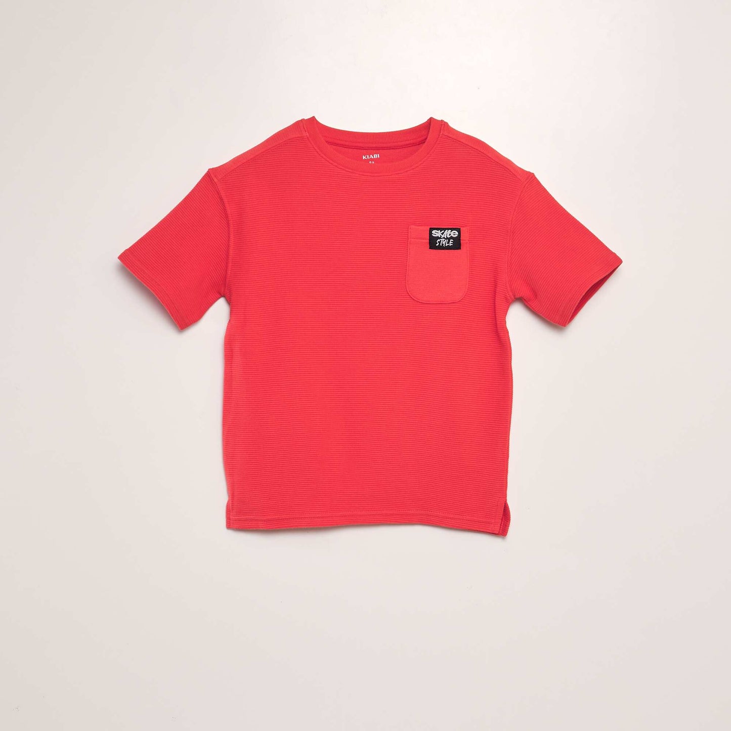 Loose-fit waffle-knit T-shirt red