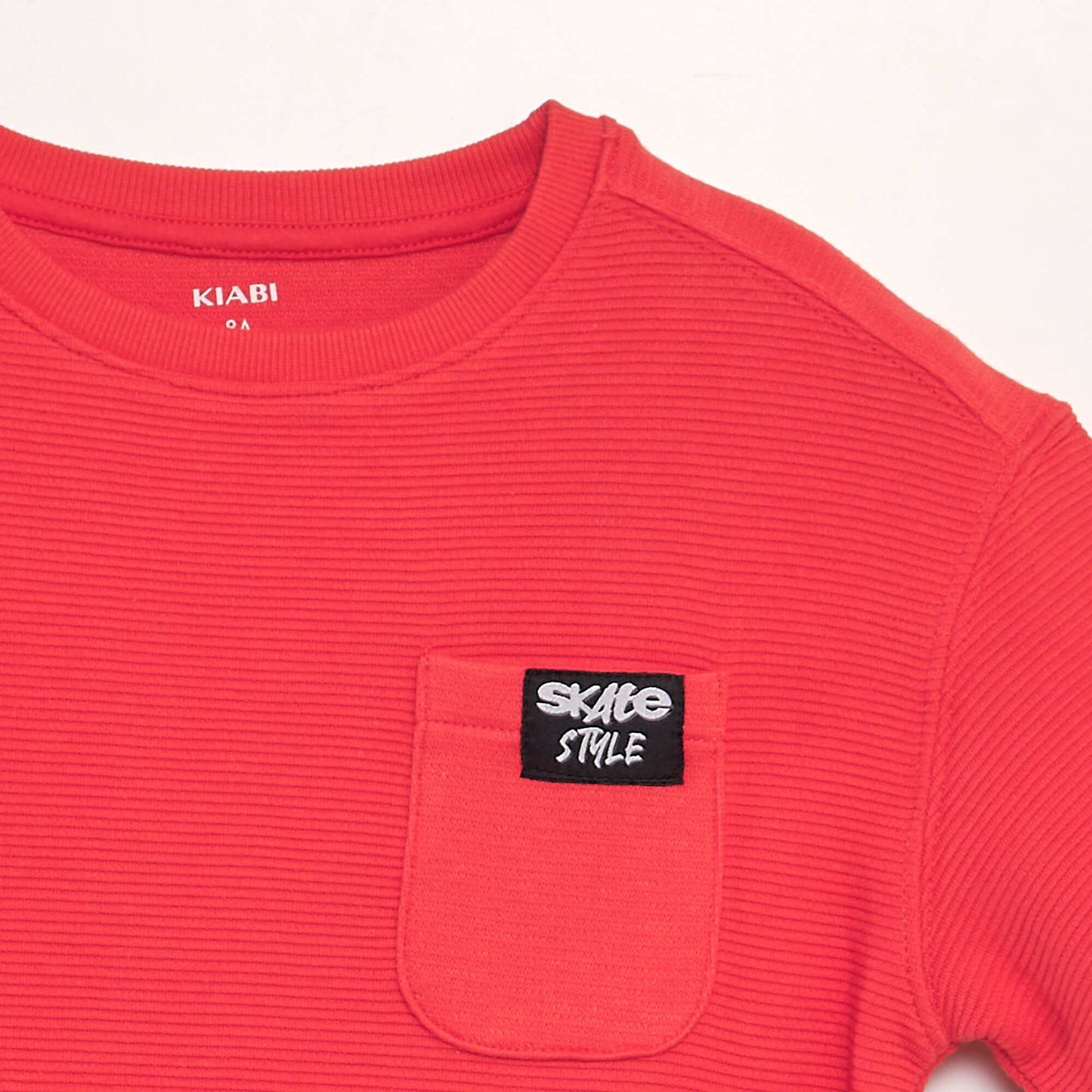 Loose-fit waffle-knit T-shirt red