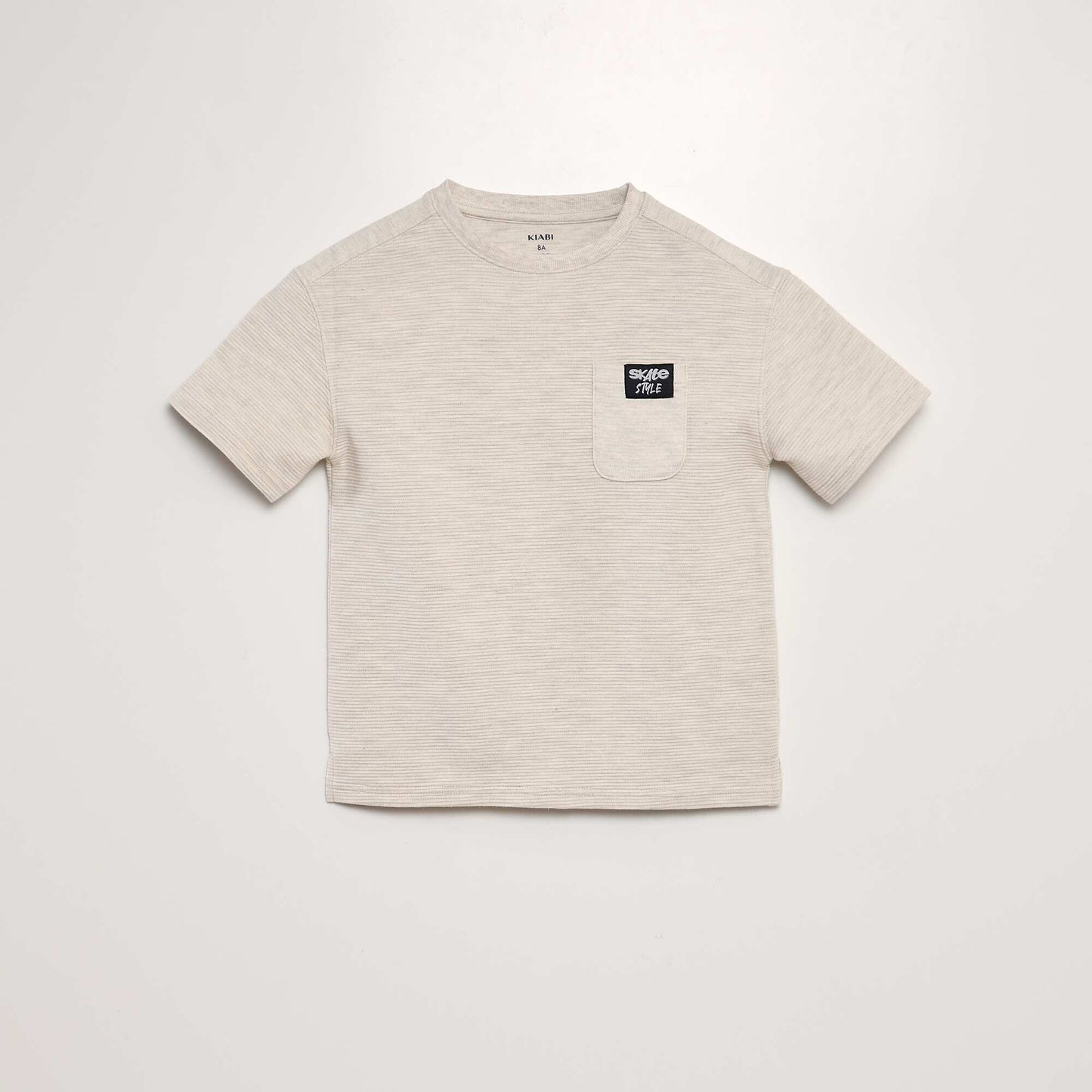 Loose-fit waffle-knit T-shirt BEIGE