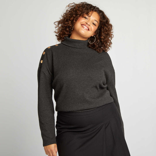 Ribbed polo neck undersweater GREY