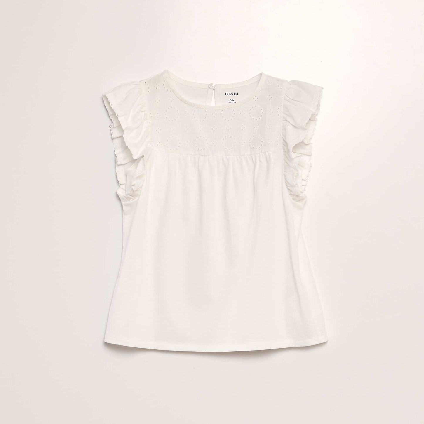 T-shirt with broderie anglaise WHITE