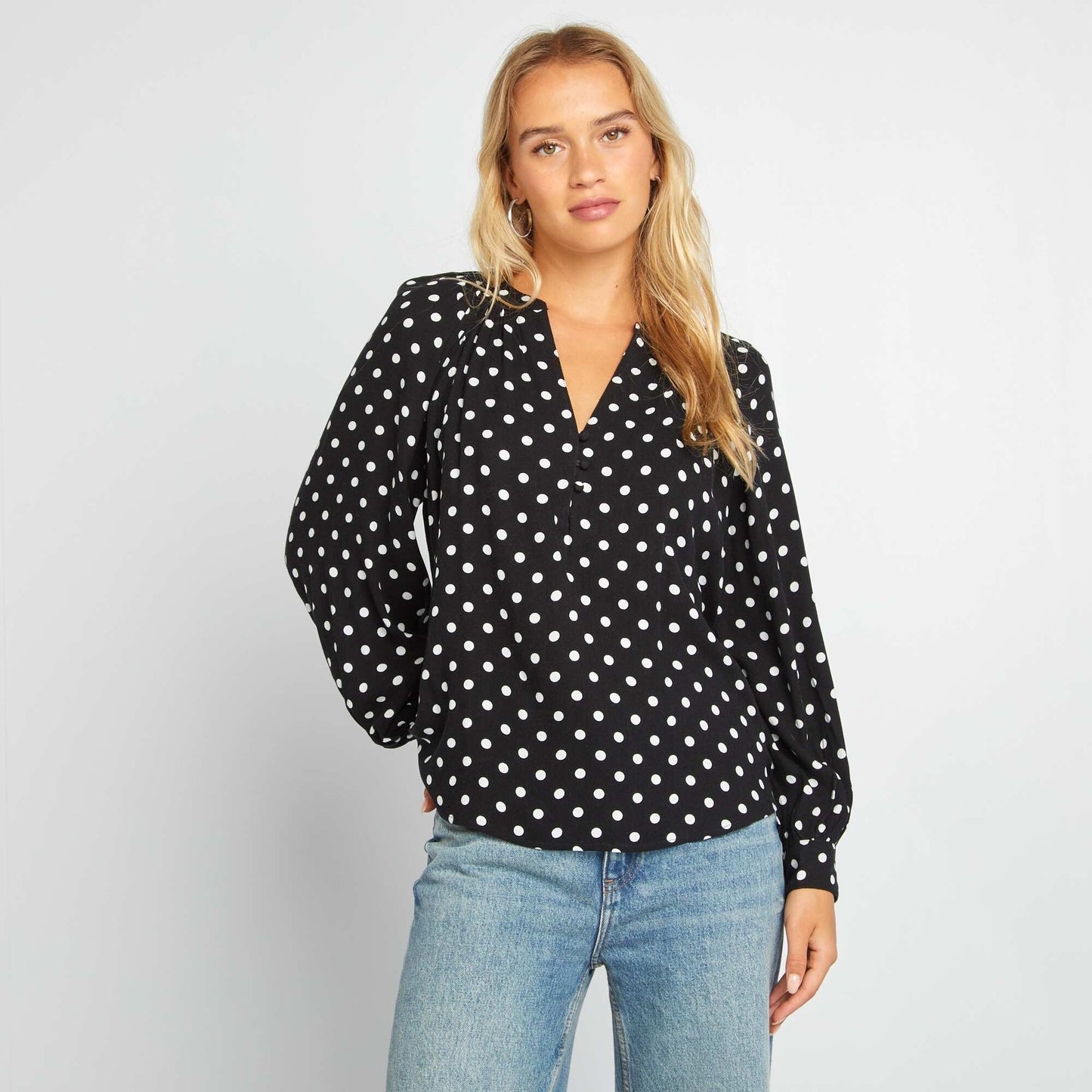 Flowing printed blouse BLACK