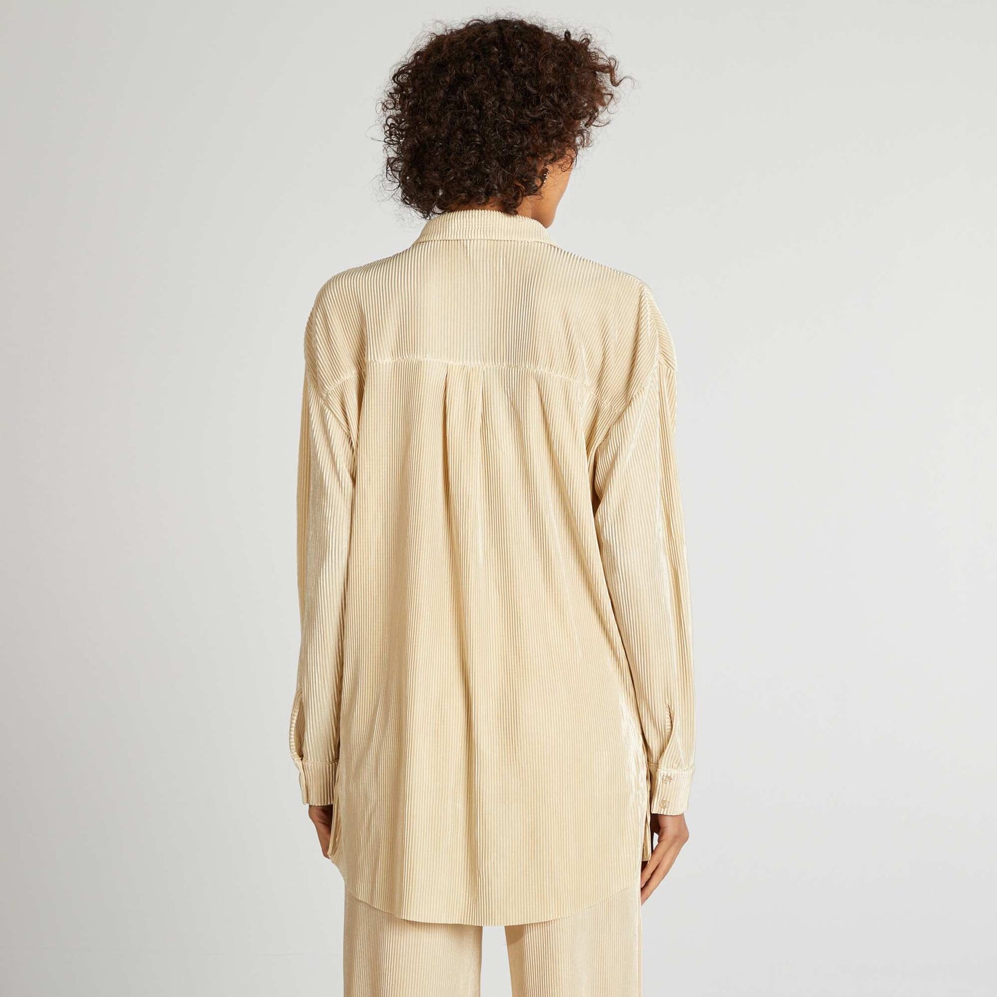 Long pleated knit shirt BEIGE