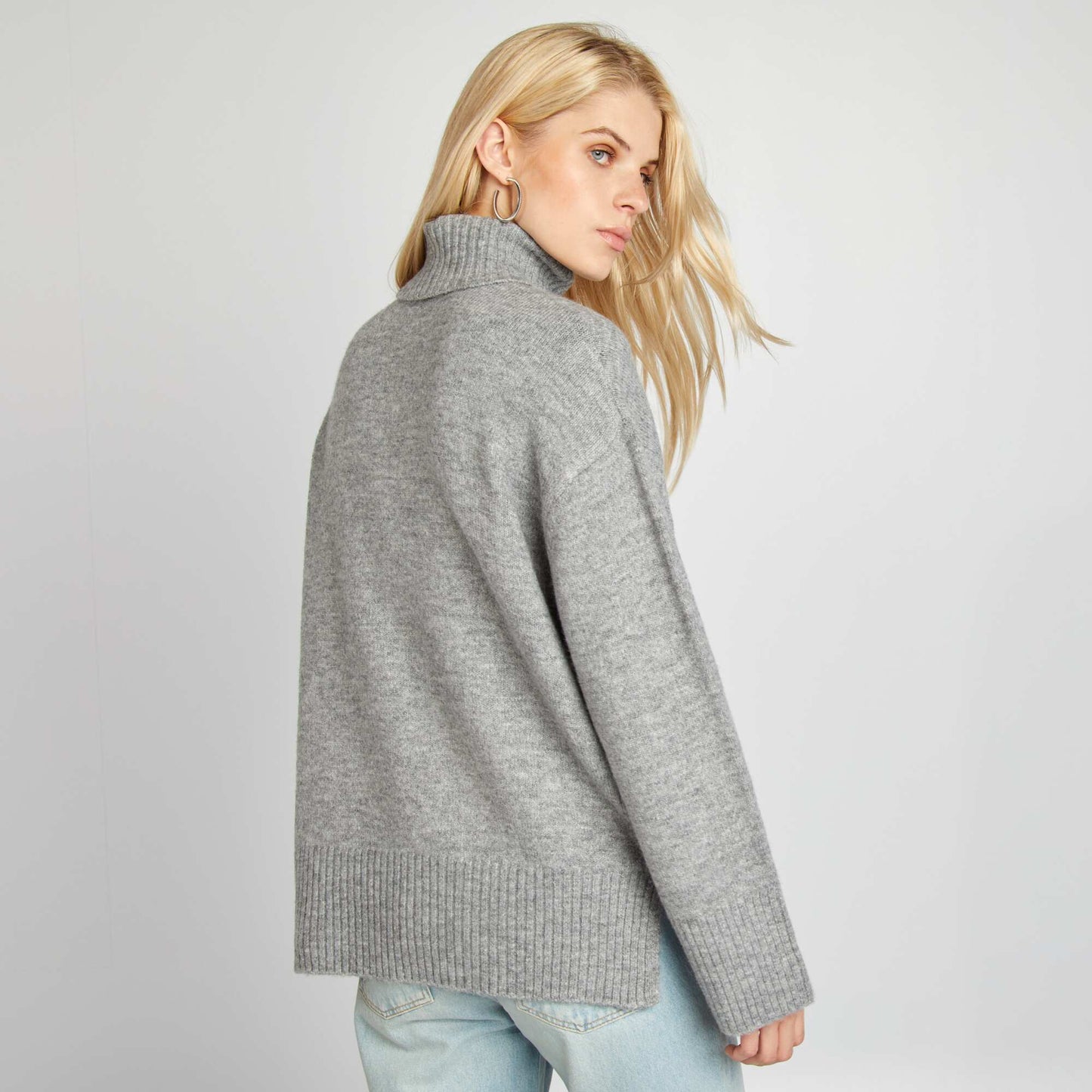 Knit jumper with high neck GREY