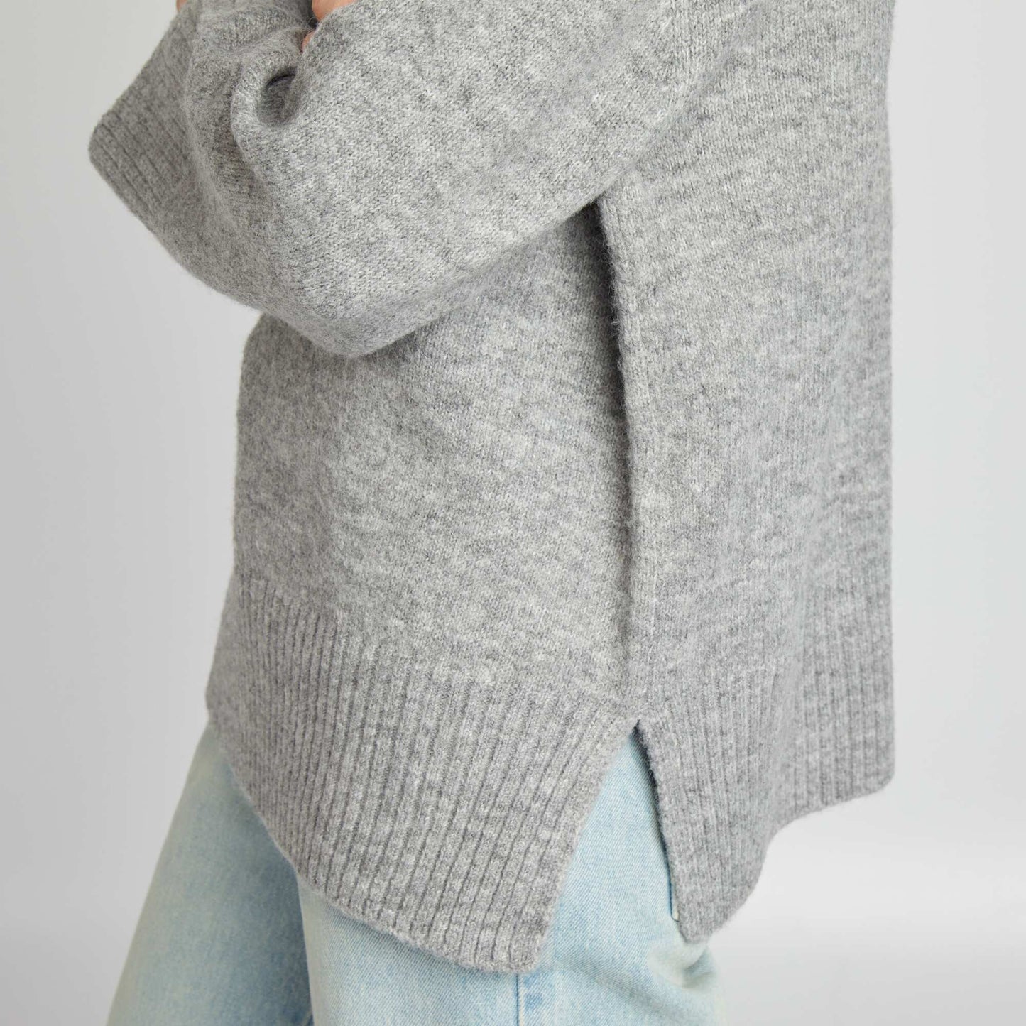 Knit jumper with high neck GREY