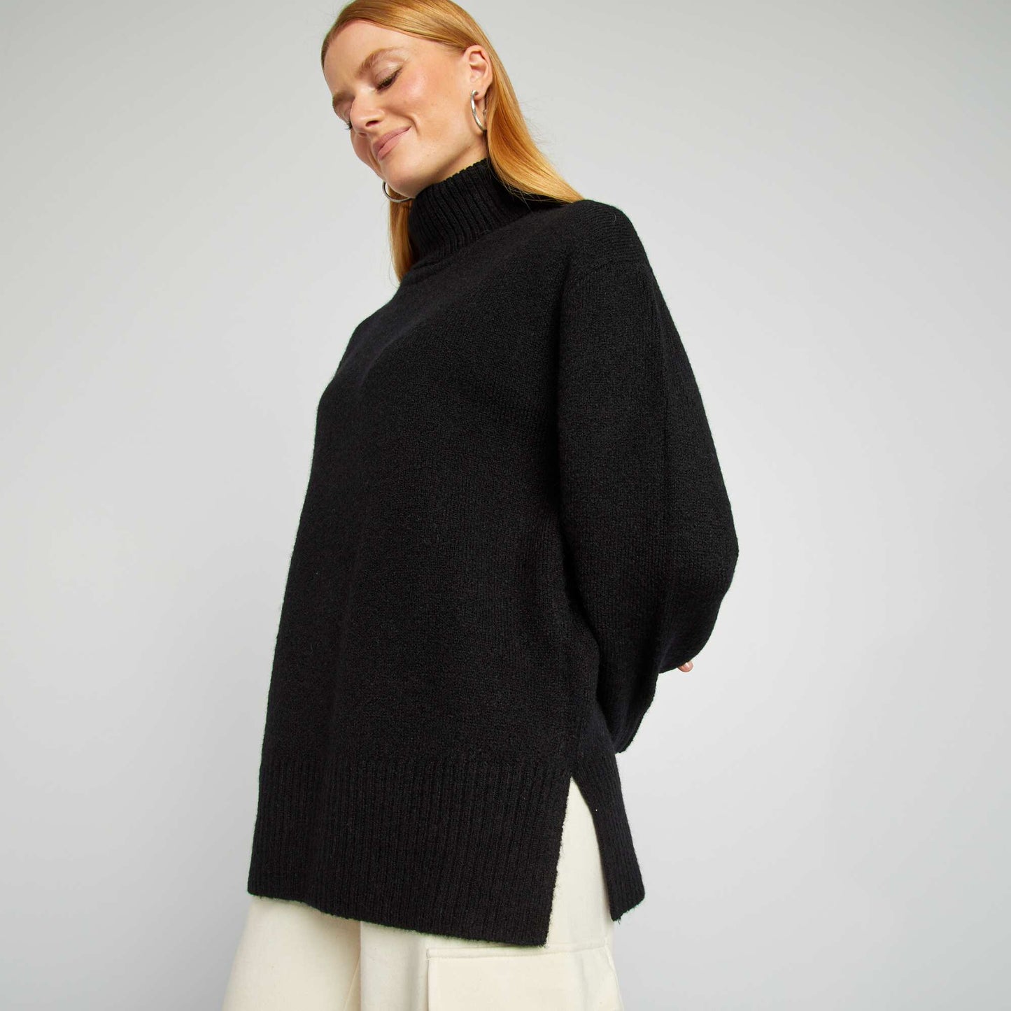 Knit jumper with high neck black