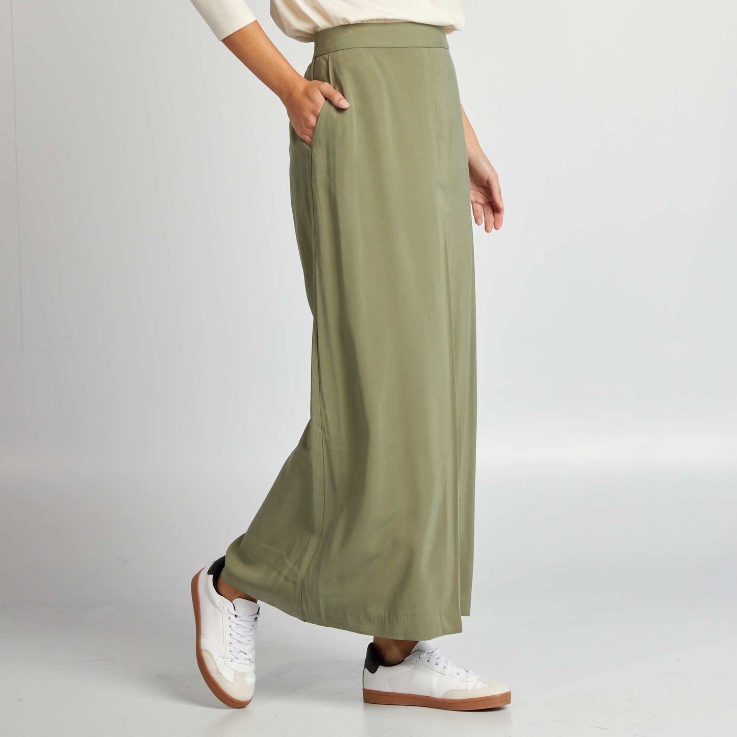 Flared midi skirt KHAKI