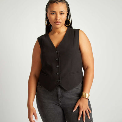 Plain waiter-style waistcoat black