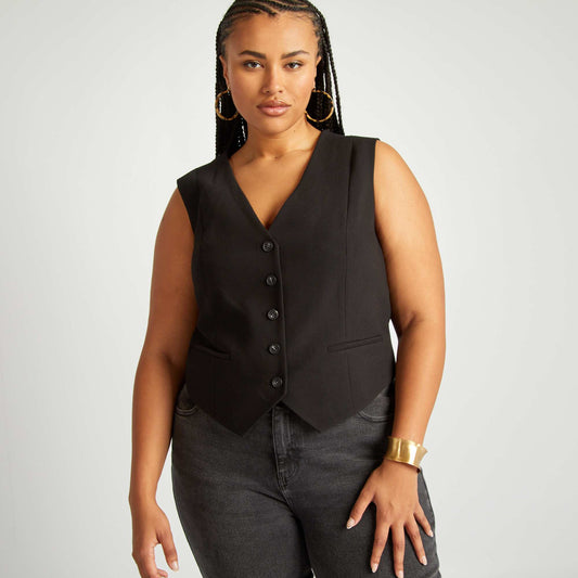 Plain waiter-style waistcoat black