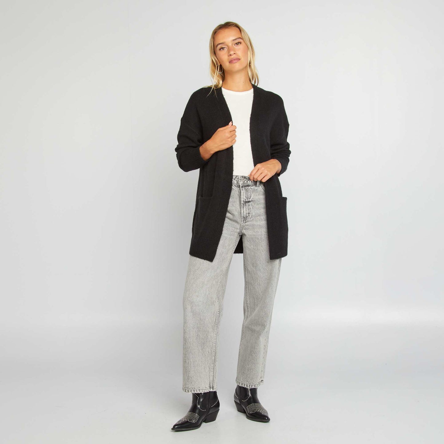 Long cardigan with pockets black