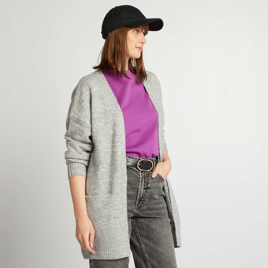 Long cardigan with pockets GREY