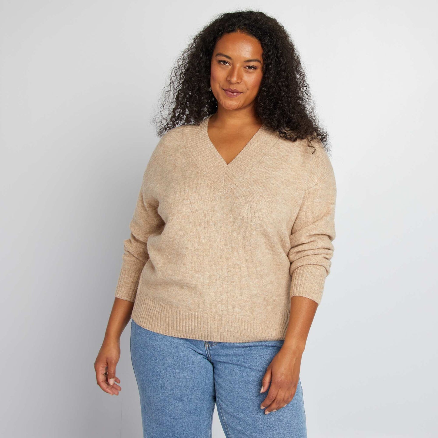 V-neck sweater BEIGE