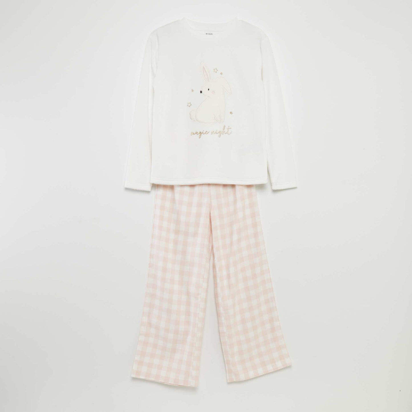 Velour and flannel pyjama set - 2-piece set WHITE