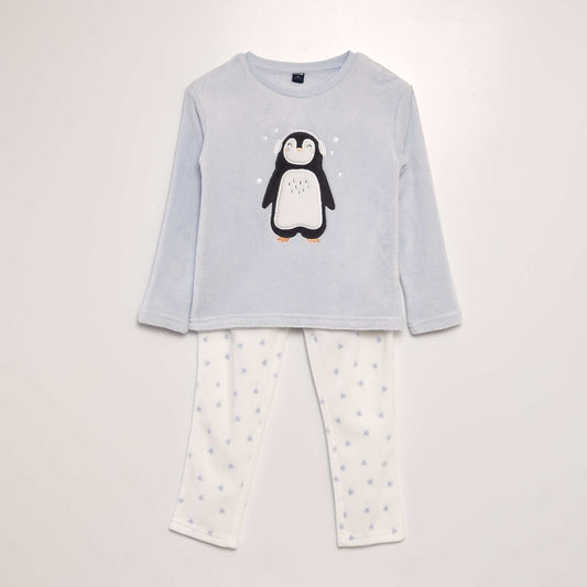 'Penguin' fleece pyjama set - 2-piece set BLUE