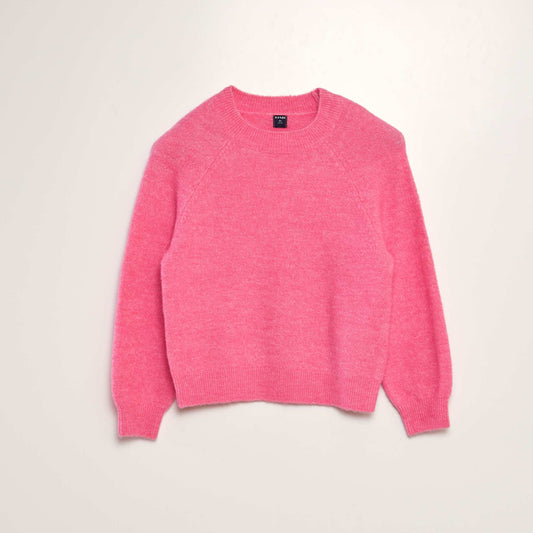 Round-neck knit jumper pink