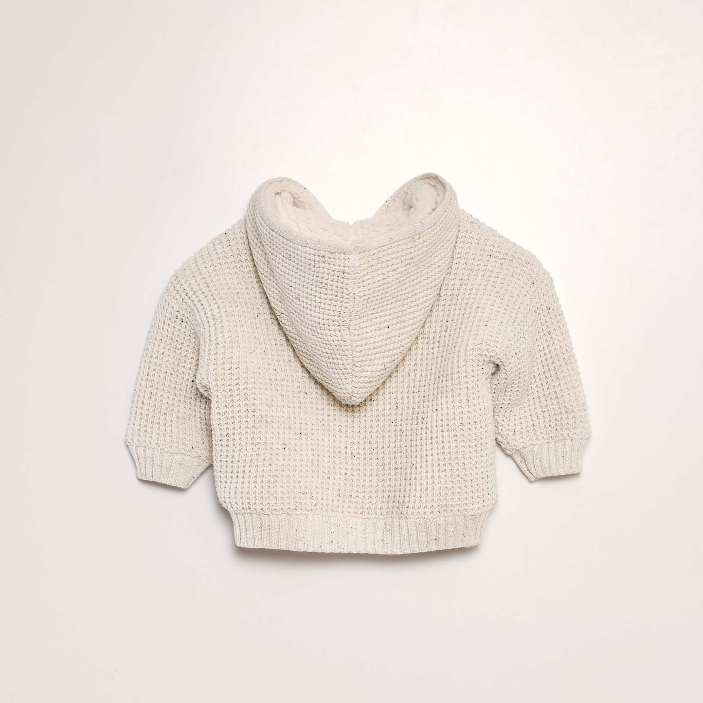 Knitted cardigan with hood BEIGE